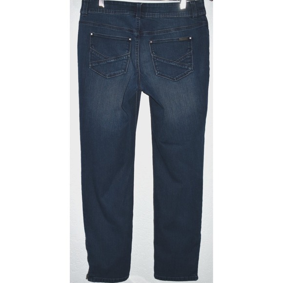 Chicos 00 Sz 2 So Slimming Zip Ankle Stretch Denim Blue Jeans 5-Pocket Straight - Picture 2 of 16